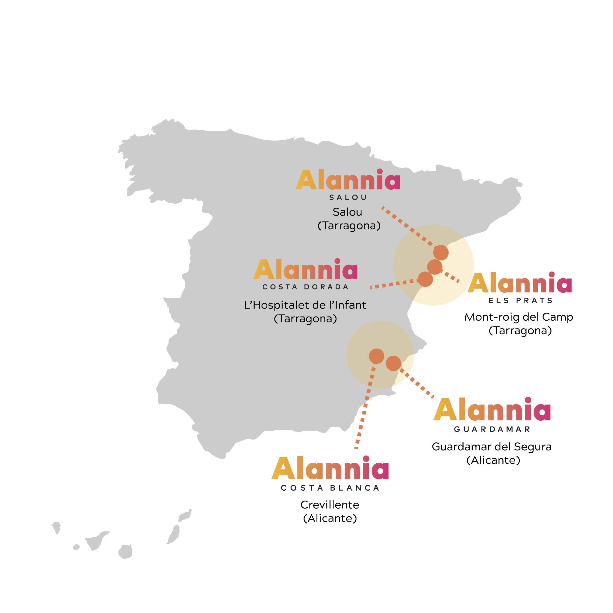 Mapa de establecimientos Alannia Resorts